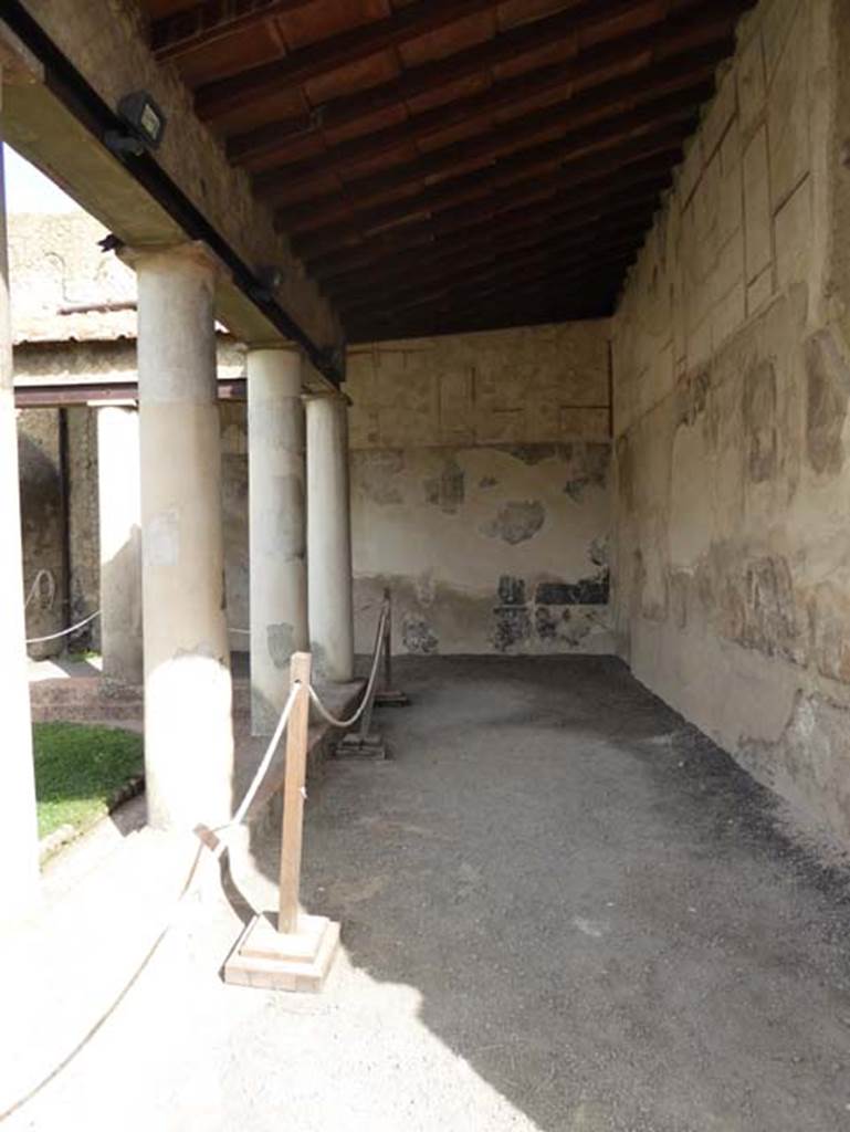 VI.5 Herculaneum, October 2014. Looking towards north and east walls of the columned portico. Photo courtesy of Michael Binns.